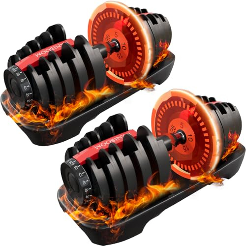 ManiBoom Mancuerna Ajustable de 2 a 24kg MULTIFUNCIONAL - Pesas y Mancuernas Regulables Ajuste RAPIDO y Ahorra ESPACIO, Dumbbell Set Ajustables Fitness, Ejercicio y Kit Gimnasio en Casa