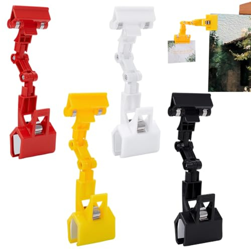 AHANDMAKER 4 soportes ajustables para documentos, 4 colores, soporte de papel giratorio flexible para escribir, letrero de clip para mesa, soporte de papel de copia para monitor de computadora