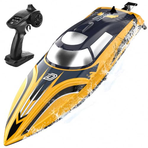 DEERC 14 Bateau télécommandé Rapide de avec lumières LED, 30+ Mins, 20+MPH, Bateau Rapide télécommandé à redressement Automatique pour Piscine et lac, Jouet Aquatique d'été pour Adultes et Enfants