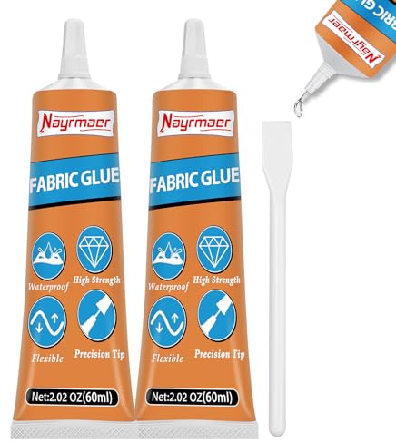Nayrmaer Fabric Glue, 60ml*2 Waterproof Clear Adhesive for Clothes, Material, Textile, Upholstery and Felt (Fabric Glue)