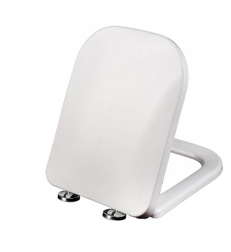 Asiento de Inodoro Rectangular Blanco, 17,7*14, con Cierre Suave y fijación Superior, Fabricado en PP con Fijaciones Ajustables, Tapa de Inodoro Cuadrada de liberación rápida (36 * 44 cm).