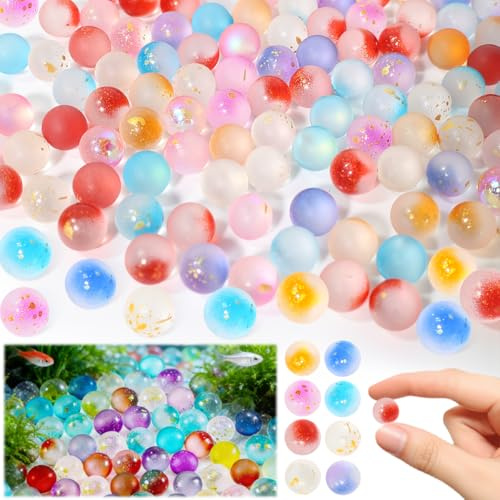 ASOUUNLD Billes en Verre 10 mm, 200 Pièces Billes Colorées Décoration Jouets en Verre Transparentes Bille Rare Billes Couleurs pour Jeux de Course à Pied, Projets de Bricolage, Décoration de la Maison