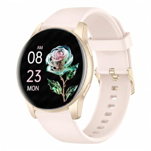 AcclaFit Smartwatch Damen Herren, 1.38 Zoll HD-Display Smart Watch mit Bluetooth Anrufe, Fitness Tracker mit Herzfrequenz SpO2 Schlafmonitor Schrittzähler, IP68 Wasserdicht Fitnessuhr für iOS Pink
