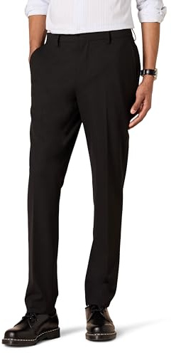 Amazon Essentials Men's Slim-Fit Wrinkle-Resistant Stretch Dress Trouser, Black, 38W / 29L
