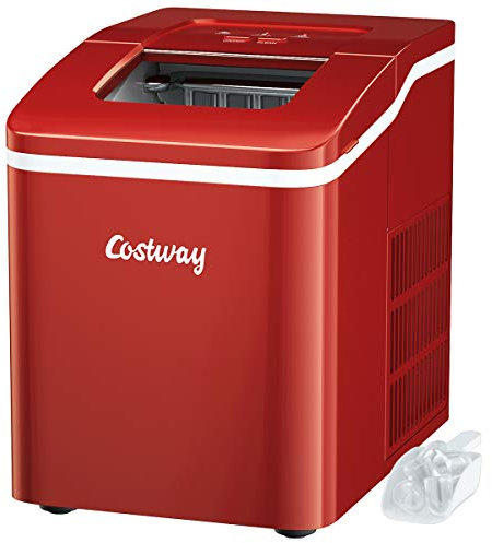 COSTWAY Máquina de Cubitos de Hielo con Cuchara, 12 kg de Hielo en 24 Horas, Depósito de Agua de 1,6L, Máquina de Hielopara, Dispensador de Hielo para Casa Oficina Fiesta Bar
