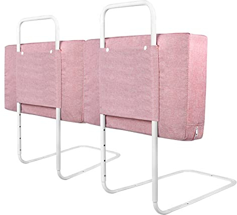 UISEBRT 2 barreras de protección para cama infantil, 60 cm, 5 agujeros, altura regulable, protección anticaídas, para cama familiar y cama infantil (120 cm, rosa cerezo)