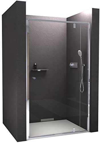 BERNSTEIN nicho de ducha con puerta giratoria NT606 Flex nicho de ducha puerta giratoria 110x195cm con perfiles cromados ducha fabricada en cristal de seguridad templado de 6mm con revestimiento NANO