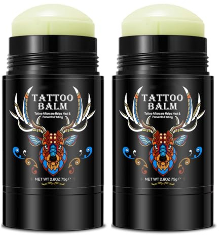 2pack Tattoo Aftercare Butter Balm, 2.6 oz, Old & New Tattoo Moisturizer Healing Brightener for Color Enhance, Natural Tattoo Cream