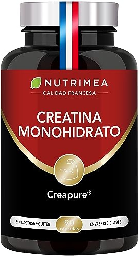 Creatina Monohidratada Creapure - 3000 mg por día - Fórmula 100% Pura Sin Excipientes - Intensidad Deportiva - Rendimiento Físico - Energía - Formato Viaje - 90 Cápsulas Veganas Nutrimea
