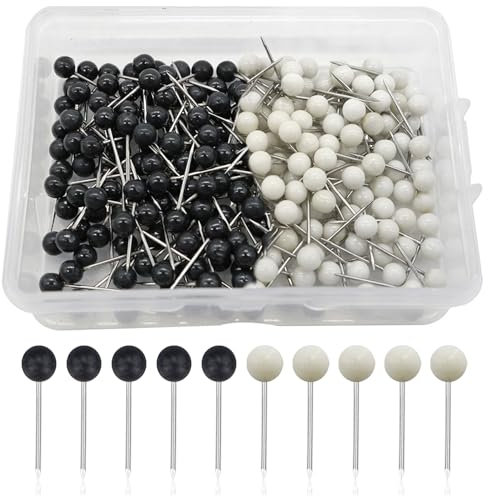 Pinnadeln Weltkarte 600 STK Stecknadeln Pinnwand Rundkopf Pinnadeln Schwarz Weiß Karte Push Pins Nadeln für Karten Pinnwand Weltkarte