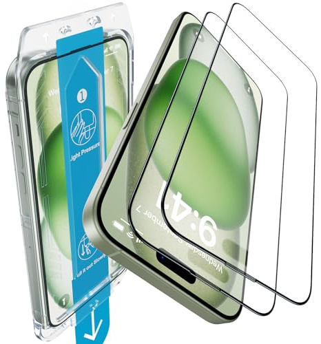 UniqueMe for iPhone 15 Screen Protector-2 Pack【Automatic Dust Removal】 6.1 inch matte Tempered Glass [Auto-Positioning] Anti-Fingerprint Bubble-Free 9D Full Coverage Screen Protector for iPhone 15