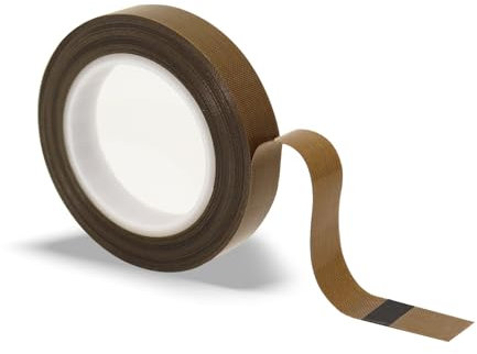 Anchira Cinta Teflon Adhesiva 15 mm x 10 m, Cinta de Teflon Alta Temperatura, Cinta PTFE Selladora, Cinta PTFE Teflon para Envasadora al Vacio, Teflon Cinta para Sellado Manual, Sellado por Impulso