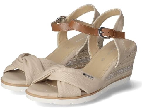 Tom Tailor Damen 5390040007 Keilsandale, Sand, 39 EU