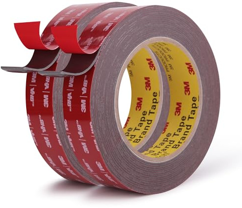 Ndcadhesive Nastro biadesivo per montaggio ad alta resistenza 25 mm x 5,5 m 2 rotoli adesivo forte 4611F Nastro in schiuma Materiali decorativi e finiture per casa ufficio e auto grigio