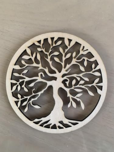 Générique Arbre de vie en bois, Décoration murale chambre, salon, décoration intérieur, image sculptée, découpée avec laser, déco mur, cadeau anniversaire, noël, baptême, mariage (14cm, 1)