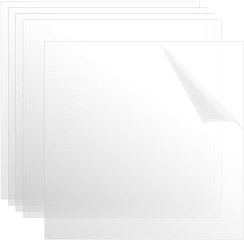 SENJEOK 5 PCS 300 x 300 x 3mm Clear Acrylic Sheets, 30 x 30cm/12 x 12 Inch Square Transparent Plastic Board for Display, Picture Frame, DIY Craft