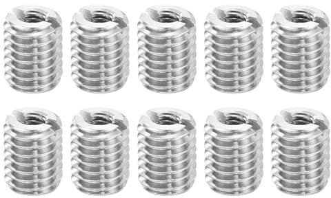 sourcing map Thread Adapters Sleeve Reducing Nuts, 10 Pcs M8x1.25 Male to M4x0.7 Female Stainless Steel Nut Screw Reducer Conversion Fastener, Threaded Insert Repair Sleeve Reducer Nut, Silver