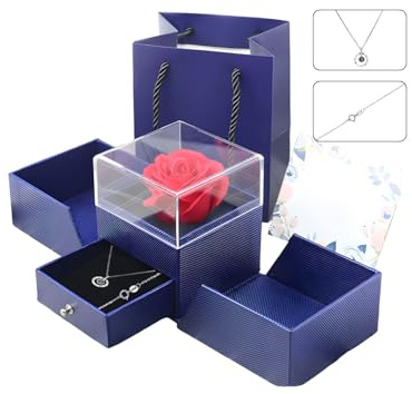 hssopa Rose Eternelle Coffret Cadeau Femme, Rose éternelle Avec Collie Je t'aime en 100 Langues Saint-Valentin pour Petite Amie Noel Saint Valentin Anniversaire Fete des Mere Cadeau