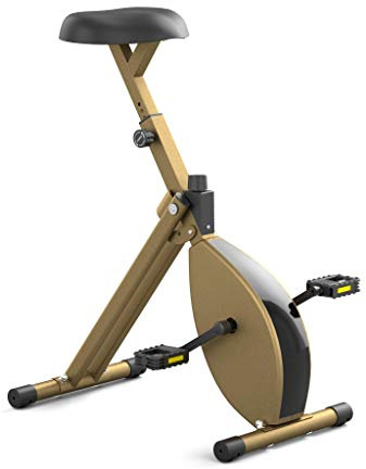Deskbike – Premium Tischfahrrad – Schreibtisch-Fahrrad für Büro und Zuhause – Heimtrainer – Pedaltrainer – Fitnessgerät – Beintrainer für Zuhause - Bürostuhl - Gold/Gold Fahrradrahmen