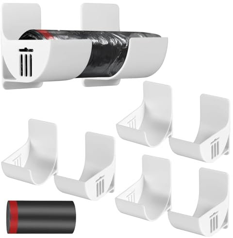 Lot de 8 supports en aluminium pour portes d'armoire - Support mural - Perforation non - Support de sac poubelle autocollant - Organiseur de cuisine - Distributeur de sacs poubelle avec un rouleau de
