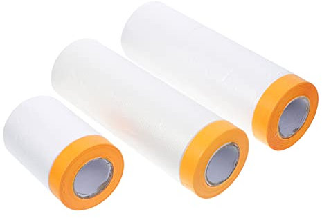 DIYEAH 3rollos Película De Enmascarar Adhesiva Para Pintura Automotriz y Muebles Película Protectora De Metros Papel Masking Resistente Para Cubrir Superficies Durante Pintura y Bricolaje