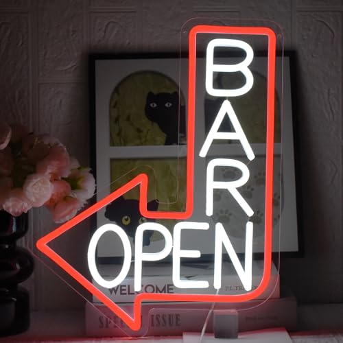 UExnkj-Y Bar öppen neonskylt, LED-öppet neonskyltar för affärer, dimbar barskylt med USB-öppen skylt för bar, salong, butik, café, butik, klubb väggdekoration