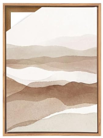 YCBTREE Canvas Frame 60x80cm, MDF Floating Frame for Stretched Canvas No Glass No Back Panel Wall Art Frame for Oil Paintings & Artwork (Natural Wood, 60×80cm)