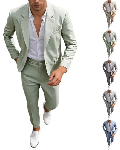 Traje de Hombre Slim de 2 Piezas Traje de Negocios Boda Fiesta Chaqueta y Pantalón Abrigo Camisa Blanca Hombre Manga Larga Formal Oficina Verano Casual Talla Grande Moderno Smoking Trabajo Clasico
