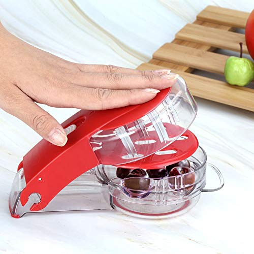 VBESTLIFE Cherry Pitter Tool, Fruit Stone Remover för Körsbär med 6 Körsbärskapacitet, Halkfri Bas Enkel Rengöringsdesign, Bärbar Fröextraktor