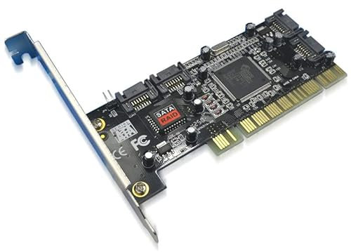 Tarjeta de Expansión PCIE a SATA 4 Puertos, PCI a SATA Interno 1.5 Gbps Adaptador de Tarjeta de Controlador Raid de Chipset Sil3114 1.5 Gbps para 98SE / Me / 2000 / XP/NT 4.0 / Linux, etc