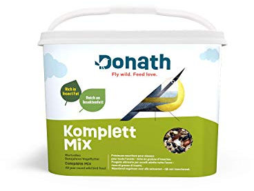 Donath Fly wild. Feed Love. Donath Komplett Mix - reich an hochwertigem Insektenfett - die ausgewogene Mischung - wertvolles Ganzjahres Wildvogelfutter - aus unserer Manufaktur in Süddeutschland