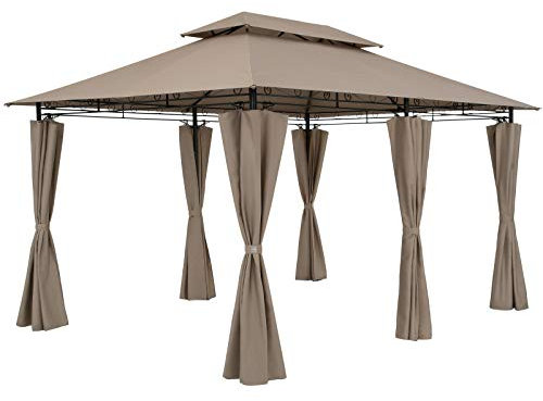 CASARIA® Cenador Topas 3x4m Metal Repelente al Agua UV50+ Paredes Laterales Carpa Jardín Topo