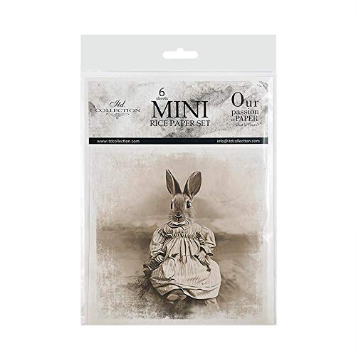 ITD Collection – mini rispapper kreativt set 14,8 x 14,8 cm (6 ark), Decoupage rispapper för scrapbooking och hantverk, flerfärgad (RSM035- HS code 48021000)