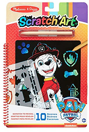 Melissa & Doug - Paw Patrol - Bloc Notes Scratch Art Marcus - Révélez 10 Scènes - Activités De Voyage - Jouet Pat Patrouille - Activité Manuelle Enfant - Loisir Créatif - Cadeau Enfant 5 Ans Et +