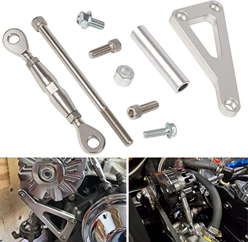 551411 SBC Billet Alternator Bracket Adjustable LWP For Small Block Chevy Kit 305 327 350 383 5.0L 5.7L V8 Eight Cylinder Long Water Pump Carburetor V Belt Compatible With Chevrolet