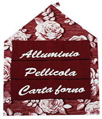 Russo Tessuti Porta Rotolo Alluminio Pellicola Carta Forno Organizzer Cucina Rose Fantasy Clara-Bordeaux
