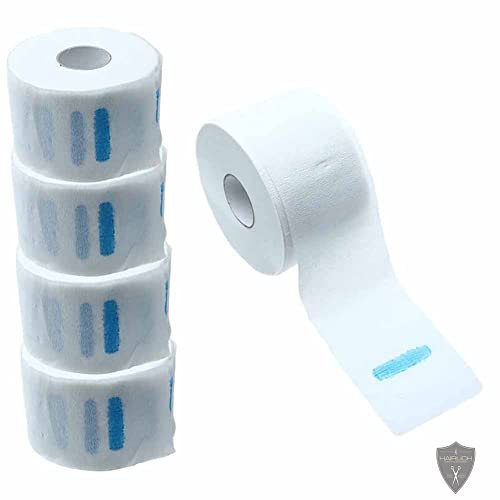 Halskrausen von Hairlich, Friseurhalskrausen, Krause zum Schutz vor Haaren, hygienischer Halsschutz, Einweg Krepppapier für den Hals, Friseurbedarf, Neck Paper, 5 Rollen, 500 Blatt, Barbershop Weiß