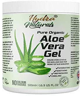 100% Pure Organic Aloe Vera Gel 500ml Made from Freshly Cut Aloe for Face, Body, Hair, Sunburn, After Sun, Scars, Hydrating Cooling Refreshing Vegan Cruelty-free