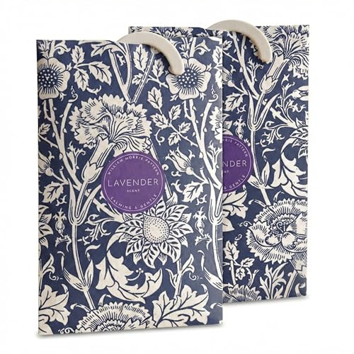 The Master Herbalist Lavender Scented Wardrobe Freshener Sachets in a William Morris Design in Blue | Pack of 2