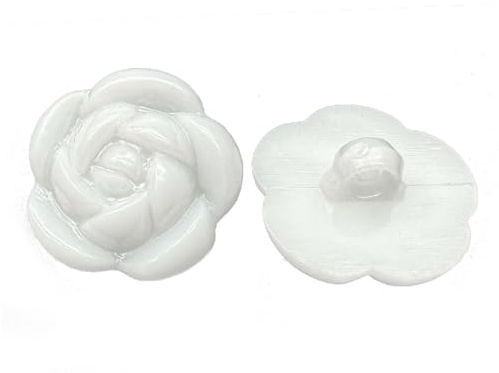 20Pcs Flower Buttons for Sewing,21mm Resin Camellia Sewing Buttons,Rose Flower Decorative Buttons for Clothing,Shirts,Skirts,Handmade DIY Crafts(1#Dimensional White)