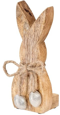 levandeo Hase H15cm Mangoholz Holz Metall Osterhase Osterdeko Dekoaufsteller Deko Figur Frühling Ostern Tischdeko Aufsteller