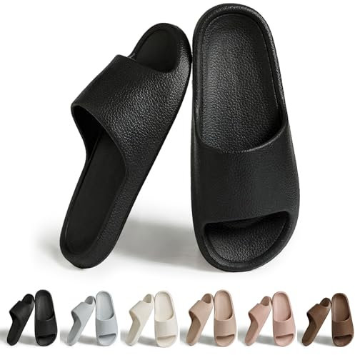 Hoomall Claquettes Femmes Hommes Ultra Doux Antidérapante Confortable Pantoufles de Douche Chaussures Slides Eté Chaussons de Piscine Plage Maison Intérieur(Noir,36/37 EU)