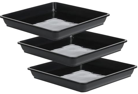 Senda Blumentopf-Untersetzer, 3 Stück, Pflanzschale, Kunststoff, quadratisch, Wassertropfschale für Gartenbedarf (30 x 30 cm)