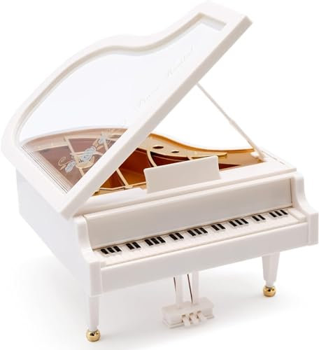 LTHERMELK Carillon per pianoforte bianco, scatola di musica pianoforte, mini pianoforte decorazione per matrimoni, compleanni e regali di compleanno, scatola di musica vintage