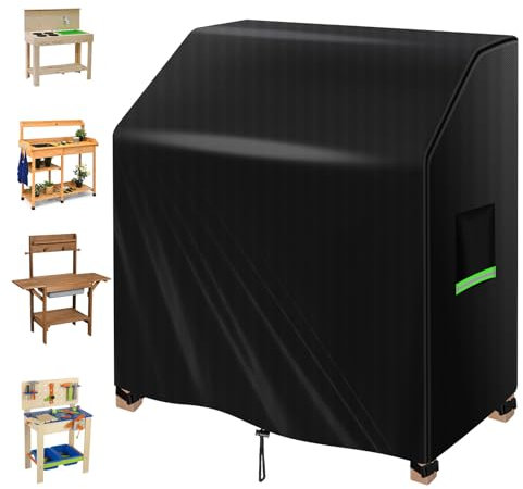 Maxawe Matschküche Abdeckung, 110 x 50 x 98cm 420D Oxford-Stoff Wasserdicht Staubdicht Reißfest Wetterfest UV-Beständig, Strapazierfähig Grill Abdeckung Schutzhülle Für Kinderküche Küche Gasgrill