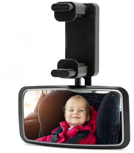 Aolawco Spiegel Auto Baby, 360° Drehbar Auto Spiegel mit Gefederten Clips, Glas-Spiegel, für Meisten Auto(130 * 64mm)