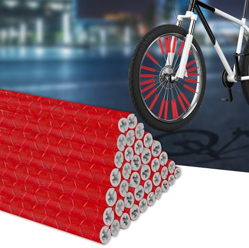 BellaGesundheit Pack 36 Fahrrad Speichenreflektoren, 360° Sichtreflektoren für Fahrrad, Alternative zu Katzenaugen, Fahrrad Reflektoren für Common Speichenräder (rot)