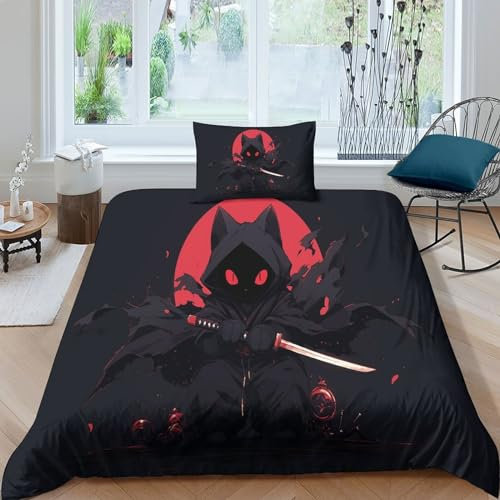 RSIUUODNF Red Mond Assassin Bettbezug Bettwäsche Kinderbettwäsche-Set Reißverschluss Mit Kissenbezügen Betten Set Für Jugendliche Kinder Schlafzimmer Single（1Tier5x200cm）