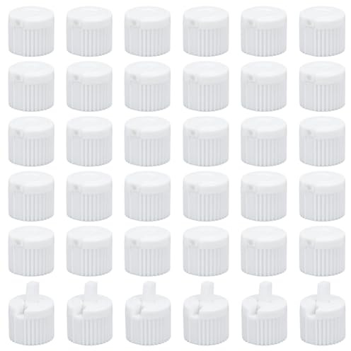 OLYCRAFT 36Pcs 20/410 Flip Top Dispensing Cap White Plastic Bottle Caps Spout Flip Caps Reusable Plastic Bottle Cap Replacement Bottles Lids for Shampoo Moisturizer Control Flow Lid 0.8 ID