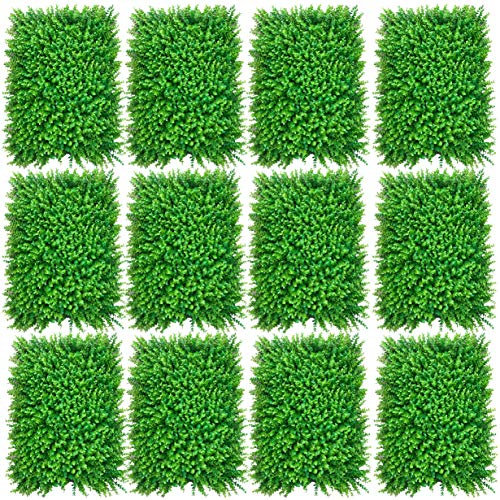 lousriyy Seto artificial para plantas, 12 unidades, placa de boj verde, protección visual, 60 x 40 cm, protección UV, plantas, césped, pared, hierba, musgo, plantas artificiales, pared para jardín